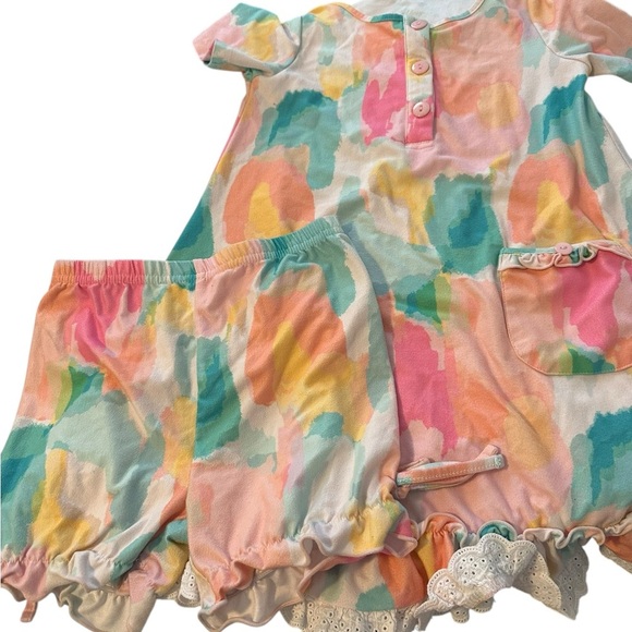 Sweet Honey Water Color Dress with matching‎ Shorties Size 6 - Picture 1 of 6